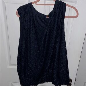 Liz Claiborne Navy Blue Textured Top